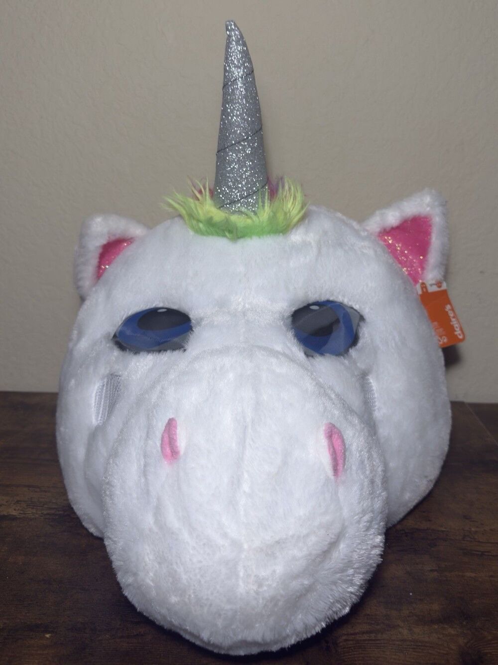 Hard To Find Unicorn Silver Horn Cosplay Furry Halloween Plush Head Claires NWT